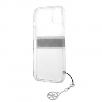 Guess PC/TPU 4G Grey Stripe Zadní Kryt pro iPhone 13 mini Transparent (GUHCP13SKB4GGR)