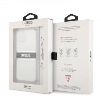 Guess PC/TPU 4G Grey Stripe Zadní Kryt pro iPhone 13 mini Transparent (GUHCP13SKB4GGR)