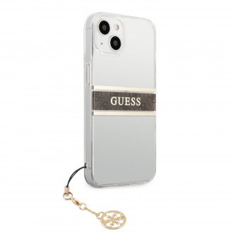 Guess PC/TPU 4G Brown Stripe Zadní Kryt pro iPhone 13 mini Transparent (GUHCP13SKB4GBR)