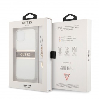 Guess PC/TPU 4G Brown Stripe Zadní Kryt pro iPhone 13 mini Transparent (GUHCP13SKB4GBR)