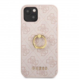 Guess PU 4G Ring Zadní Kryt pro iPhone 13 Pink (GUHCP13M4GMRPI)