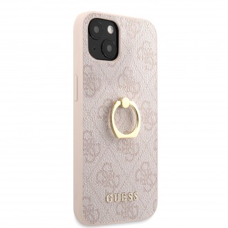 Guess PU 4G Ring Zadní Kryt pro iPhone 13 Pink (GUHCP13M4GMRPI)
