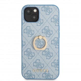 Guess PU 4G Ring Zadní Kryt pro iPhone 13 mini Blue (GUHCP13S4GMRBL)