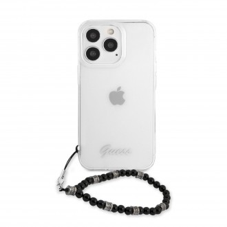Guess PC Script and Black Pearls Zadní Kryt pro iPhone 13 Pro Max Transparent (GUHCP13XKPSBK)