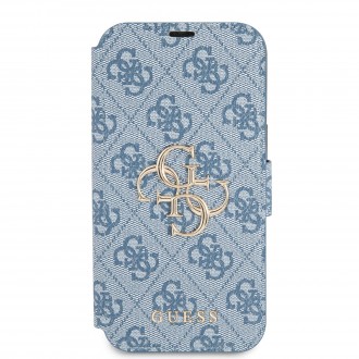 Guess PU 4G Metal Logo Book Pouzdro pro iPhone 13 Mini Blue (GUBKP13S4GMGBL)