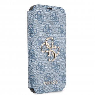 Guess PU 4G Metal Logo Book Pouzdro pro iPhone 13 Mini Blue (GUBKP13S4GMGBL)