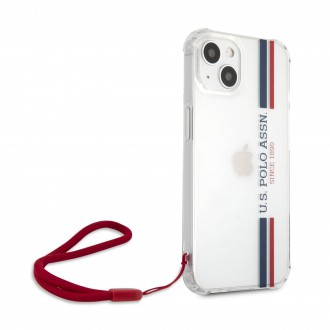 USHCP13SKSTTR U.S. Polo PC/TPU Vertical Stripes Kryt pro iPhone 13 mini Transparent