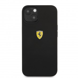 FESSIHCP13SBK Ferrari Liquid Silicone Metal Logo Zadní Kryt pro iPhone 13 mini Black