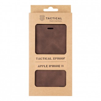 Tactical Xproof PU Kožené Book Pouzdro pro Apple iPhone 11 Mud Brown