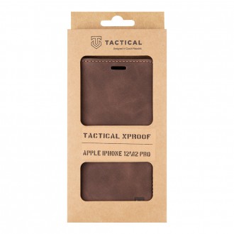 Tactical Xproof PU Kožené Book Pouzdro pro Apple iPhone 12/12 Pro Mud Brown