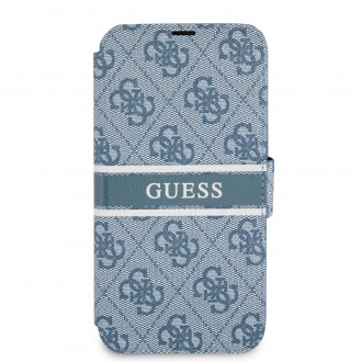 Guess PU 4G Printed Stripe Book Pouzdro pro iPhone 13 Mini Blue (GUBKP13S4GDBL)