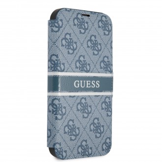 Guess PU 4G Printed Stripe Book Pouzdro pro iPhone 13 Mini Blue (GUBKP13S4GDBL)