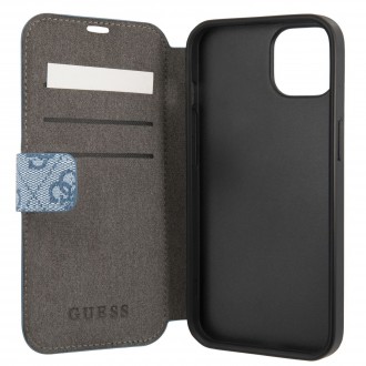 Guess PU 4G Printed Stripe Book Pouzdro pro iPhone 13 Mini Blue (GUBKP13S4GDBL)