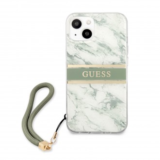 Guess TPU Marble Stripe Zadní Kryt pro iPhone 13 Green (GUHCP13MKMABGN)