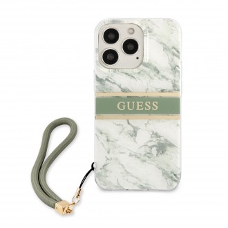 Guess TPU Marble Stripe Zadní Kryt pro iPhone 13 Pro Green (GUHCP13LKMABGN)