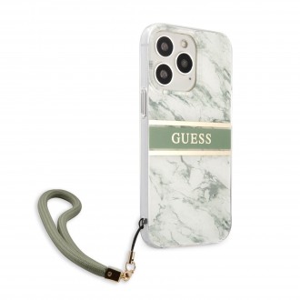 Guess TPU Marble Stripe Zadní Kryt pro iPhone 13 Pro Green (GUHCP13LKMABGN)