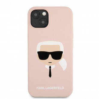 Karl Lagerfeld Liquid Silicone Karl Head Kryt pro iPhone 13 mini Light Pink (KLHCP13SSLKHPI)