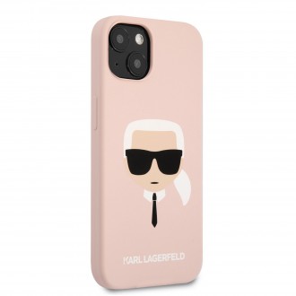 Karl Lagerfeld Liquid Silicone Karl Head Kryt pro iPhone 13 mini Light Pink (KLHCP13SSLKHPI)