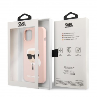 Karl Lagerfeld Liquid Silicone Karl Head Kryt pro iPhone 13 mini Light Pink (KLHCP13SSLKHPI)