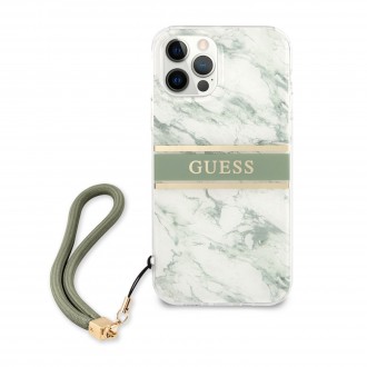 Guess TPU Marble Stripe Zadní Kryt pro iPhone 12 Pro Max Green (GUHCP12LKMABGN)