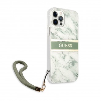 Guess TPU Marble Stripe Zadní Kryt pro iPhone 12 Pro Max Green (GUHCP12LKMABGN)