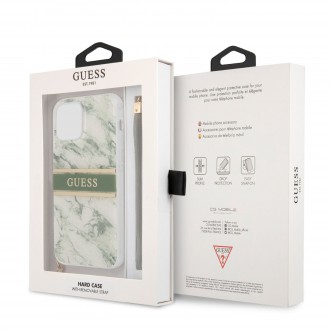 Guess TPU Marble Stripe Zadní Kryt pro iPhone 12 Pro Max Green (GUHCP12LKMABGN)