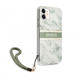 Guess TPU Marble Stripe Zadní Kryt pro iPhone 11 Green (GUHCN61KMABGN)