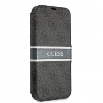 Guess PU 4G Printed Stripe Book Pouzdro pro iPhone 13 Pro Max Grey (GUBKP13X4GDGR)
