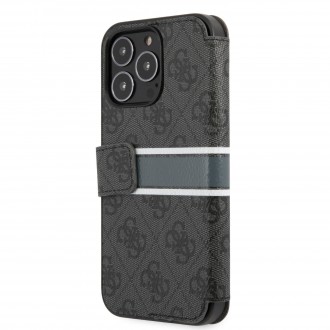 Guess PU 4G Printed Stripe Book Pouzdro pro iPhone 13 Pro Max Grey (GUBKP13X4GDGR)