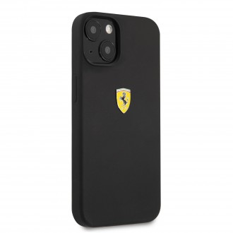 FESSIHCP13MBK Ferrari Liquid Silicone Metal Logo Zadní Kryt pro iPhone 13 Black