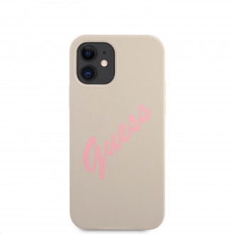 Guess Silicone Vintage Pink Script Zadní Kryt pro iPhone 12 mini 5.4 Grey (GUHCP12SLSVSGP)