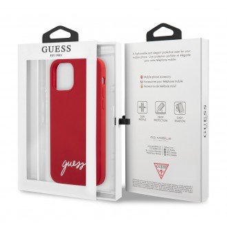 Guess Handscript Liquid Silicone Zadní Kryt pro iPhone 12/12 Pro Red (GUHCP12M40SILRE)