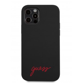 Guess Handscript Liquid Silicone Zadní Kryt pro iPhone 12/12 Pro Black (GUHCP12M40SILBK)