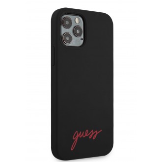 Guess Handscript Liquid Silicone Zadní Kryt pro iPhone 12/12 Pro Black (GUHCP12M40SILBK)