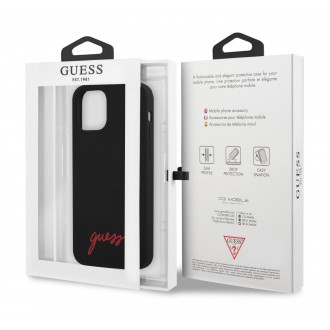 Guess Handscript Liquid Silicone Zadní Kryt pro iPhone 12/12 Pro Black (GUHCP12M40SILBK)