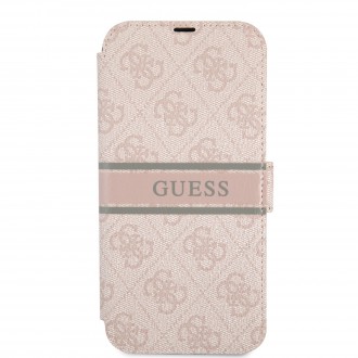 Guess PU 4G Printed Stripe Book Pouzdro pro iPhone 13 Pink (GUBKP13M4GDPI)