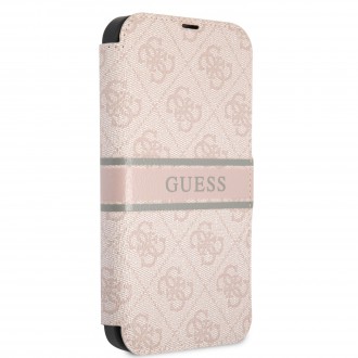 Guess PU 4G Printed Stripe Book Pouzdro pro iPhone 13 Pink (GUBKP13M4GDPI)