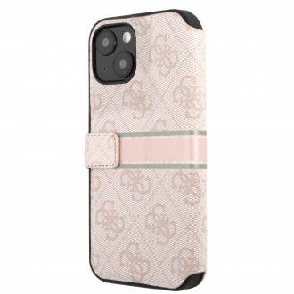 Guess PU 4G Printed Stripe Book Pouzdro pro iPhone 13 Pink (GUBKP13M4GDPI)