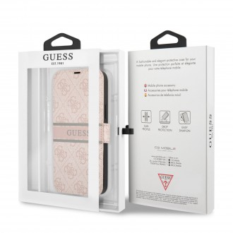 Guess PU 4G Printed Stripe Book Pouzdro pro iPhone 13 Pink (GUBKP13M4GDPI)