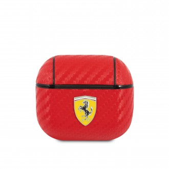 FESA3CARE Ferrari Carbon PC/PU Pouzdro pro Airpods 3 Red