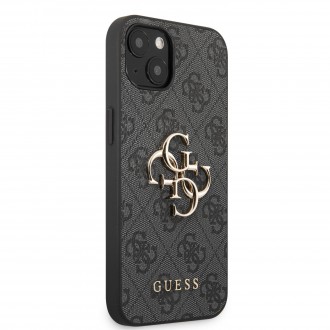 Guess PU 4G Metal Logo Zadní Kryt pro iPhone 13 mini Grey (GUHCP13S4GMGGR)