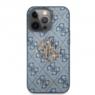 Guess PU 4G Metal Logo Zadní Kryt pro iPhone 13 Pro Max Blue (GUHCP13X4GMGBL)