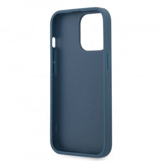 Guess PU 4G Metal Logo Zadní Kryt pro iPhone 13 Pro Max Blue (GUHCP13X4GMGBL)