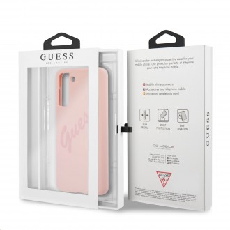 Guess Silicone Vintage Zadní Kryt pro Samsung Galaxy S21+ Pink (GUHCS21MLSVSPI)