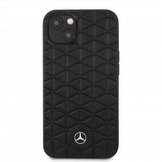 MEHCP13SSPSBK Mercedes Genuine Leather Quilted Kryt pro iPhone 13 mini Black