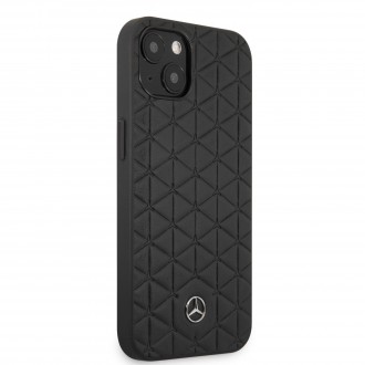 MEHCP13SSPSBK Mercedes Genuine Leather Quilted Kryt pro iPhone 13 mini Black