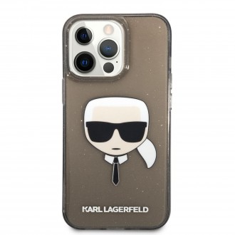 Karl Lagerfeld TPU Full Glitter Karl Head Kryt pro iPhone 13 Pro Max Black (KLHCP13XKHTUGLB)