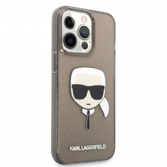 Karl Lagerfeld TPU Full Glitter Karl Head Kryt pro iPhone 13 Pro Max Black (KLHCP13XKHTUGLB)