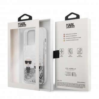 Karl Lagerfeld Liquid Glitter Karl and Choupette Kryt pro iPhone 13 Pro Silver (KLHCP13LGKCS)