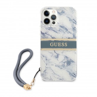 Guess TPU Marble Stripe Zadní Kryt pro iPhone 12/12 Pro Blue (GUHCP12MKMABBL)